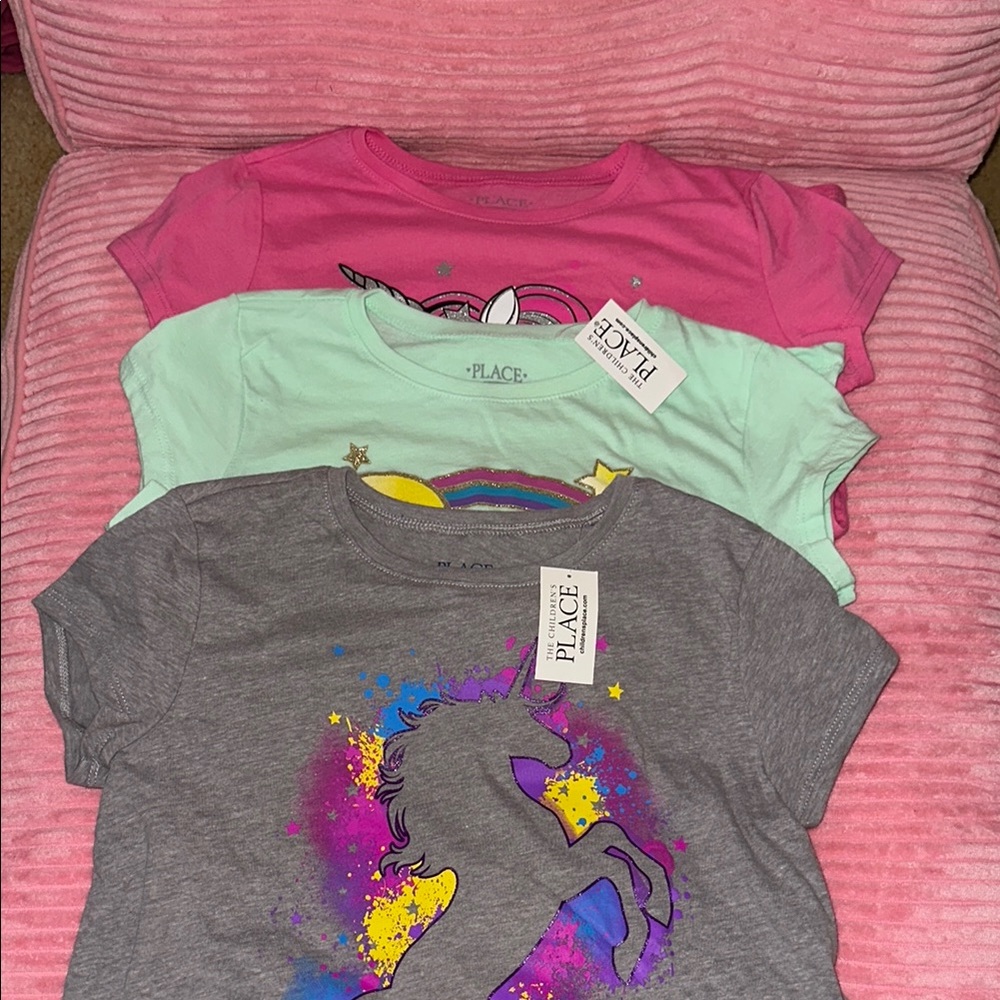 The Children's Place Gray and Purple Artistic Short Sleeve Tee